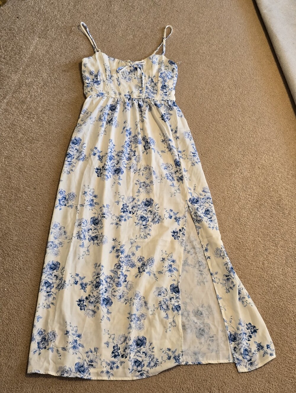 Inspired Hearts White and Blue Floral Dress